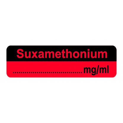 Labels Syringe Medilabel - Suxamethonium mg/ml 1.5" x 1/2" x 400 Dispenser